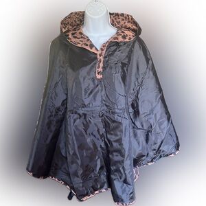 Toss Designs Reversible Animal Print and Black Hooded Poncho Cape